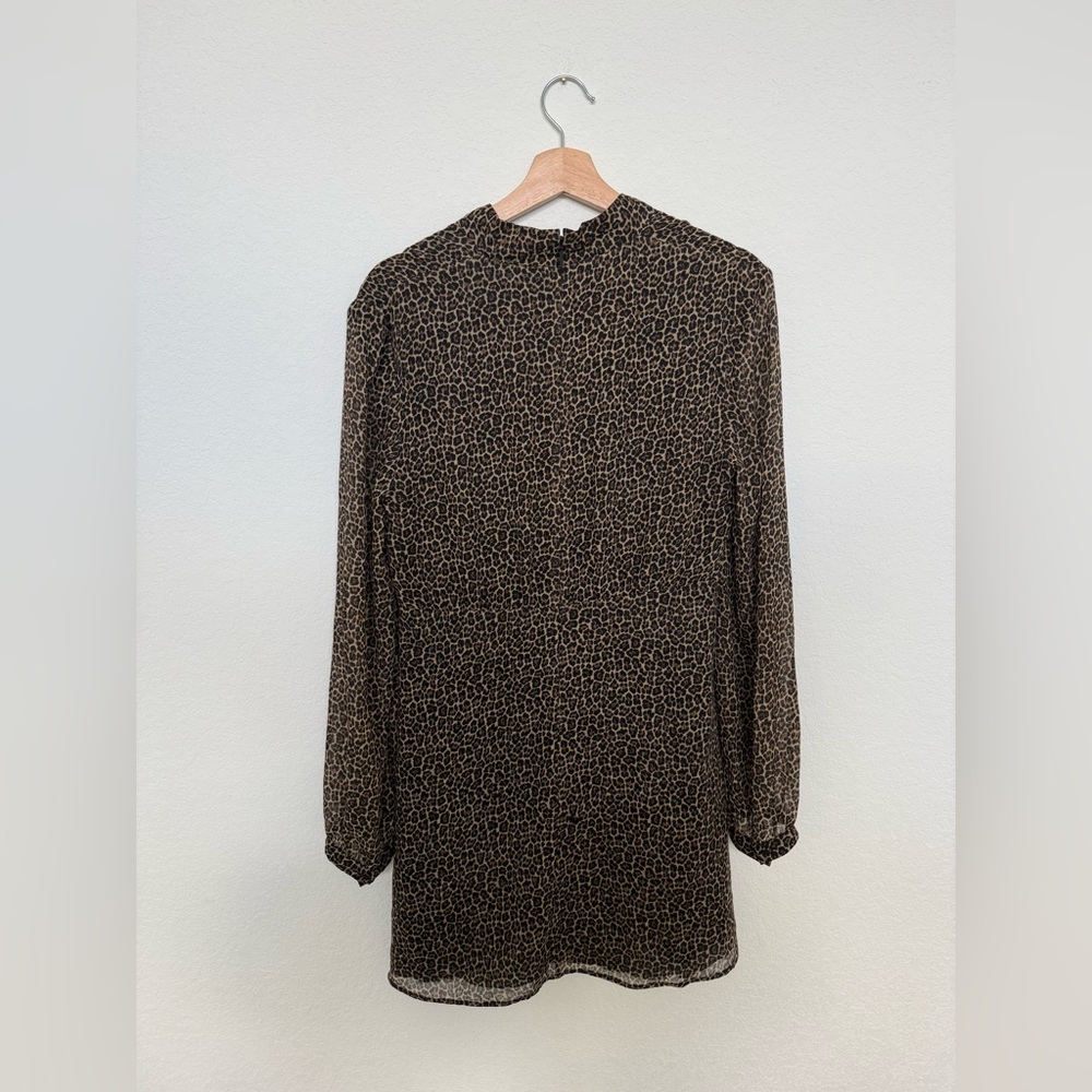 YSL Saint Laurent Wool Leopard Long Sleeve Dress, - Picture 2 of 10
